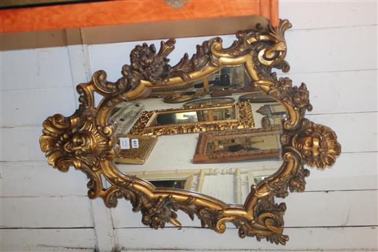 Cartouche shaped carved giltwood mirror